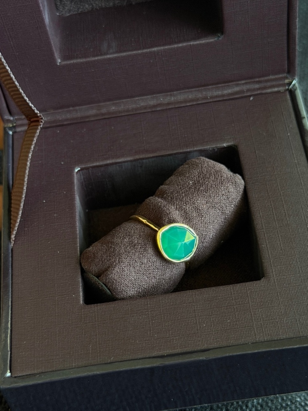 Monica Vinader MV Siren Green Gemstone Statement Ring